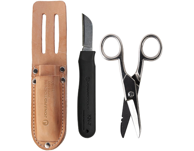 Jonard TK-400 - Набор ножа и ножниц в кожаном чехле
